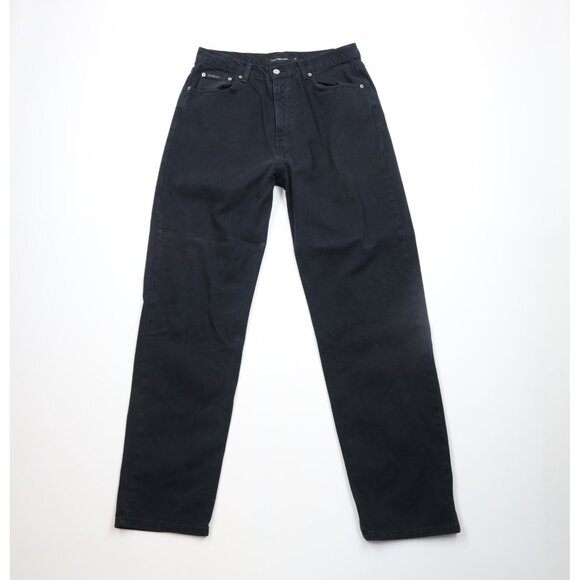 Vtg 90s Calvin Klein Mens 34x34 Faded Spell Out Relaxed Fit Denim Jeans Black